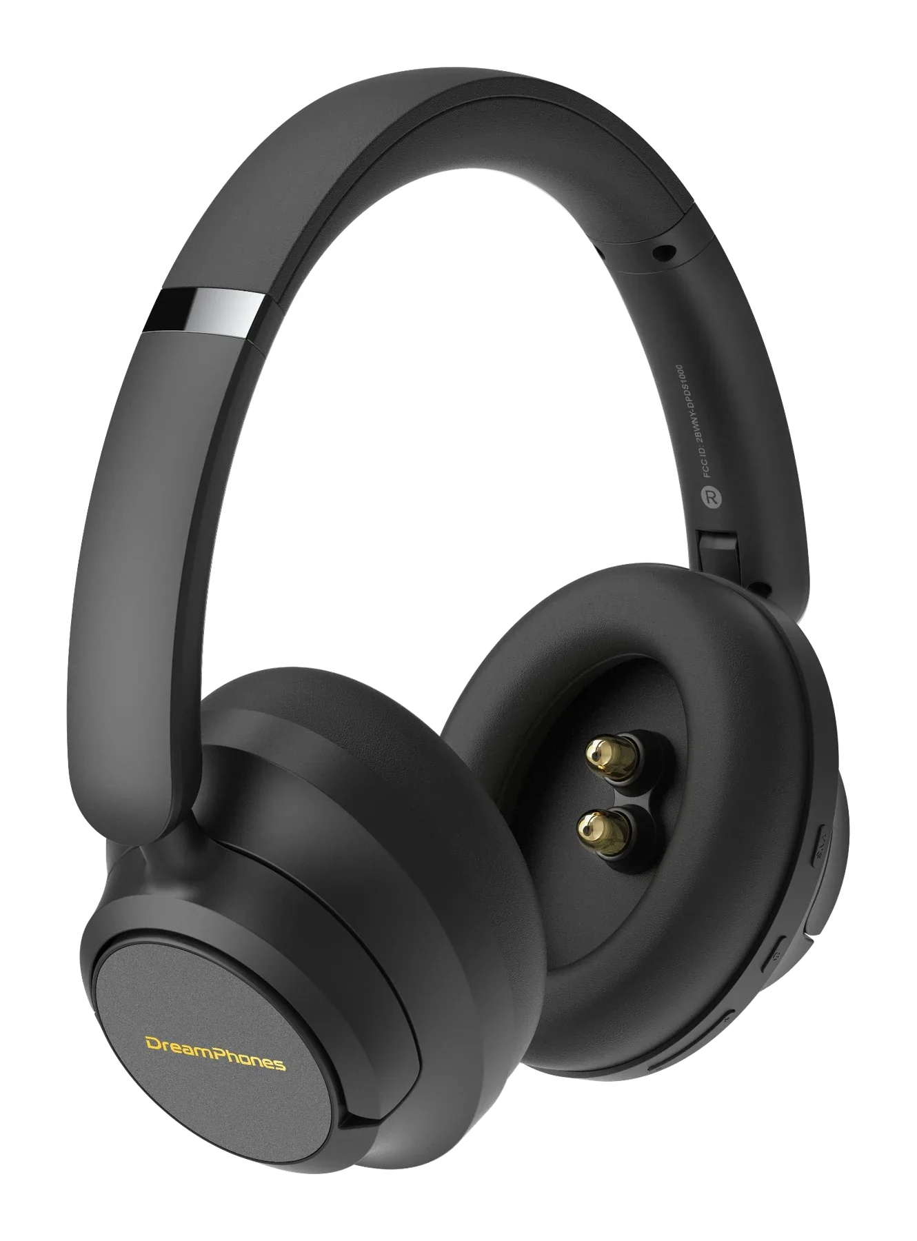 DreamPhones Deep Sleep Obsidian Black headphones with integrated gold ear contacts