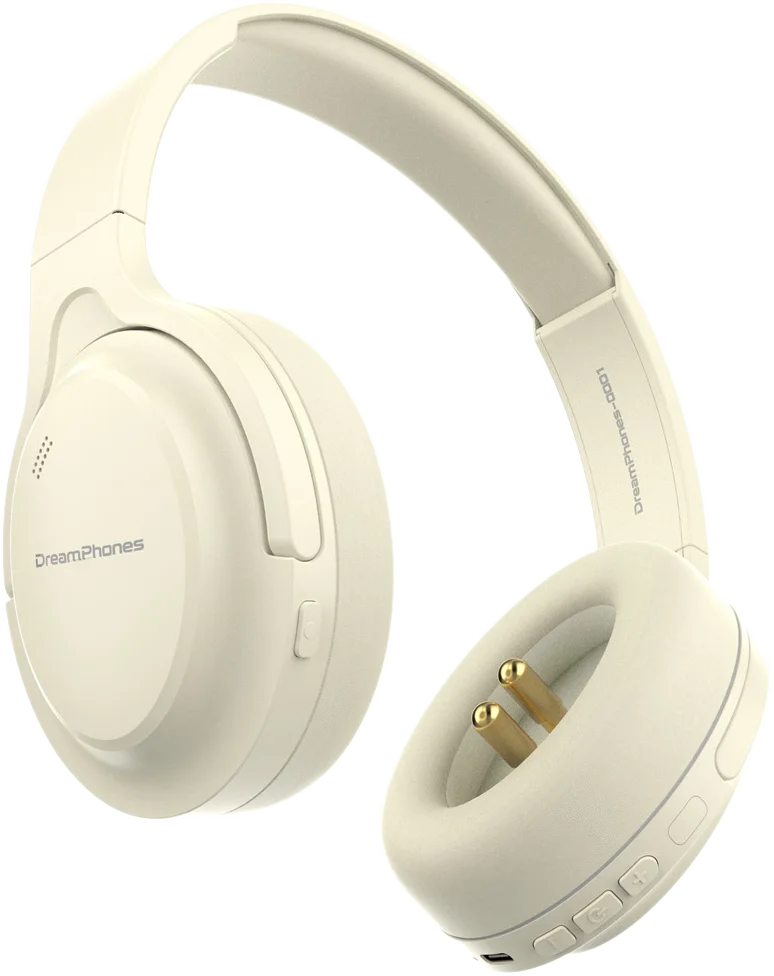 DreamPhones Focus headphones, three-quarter view