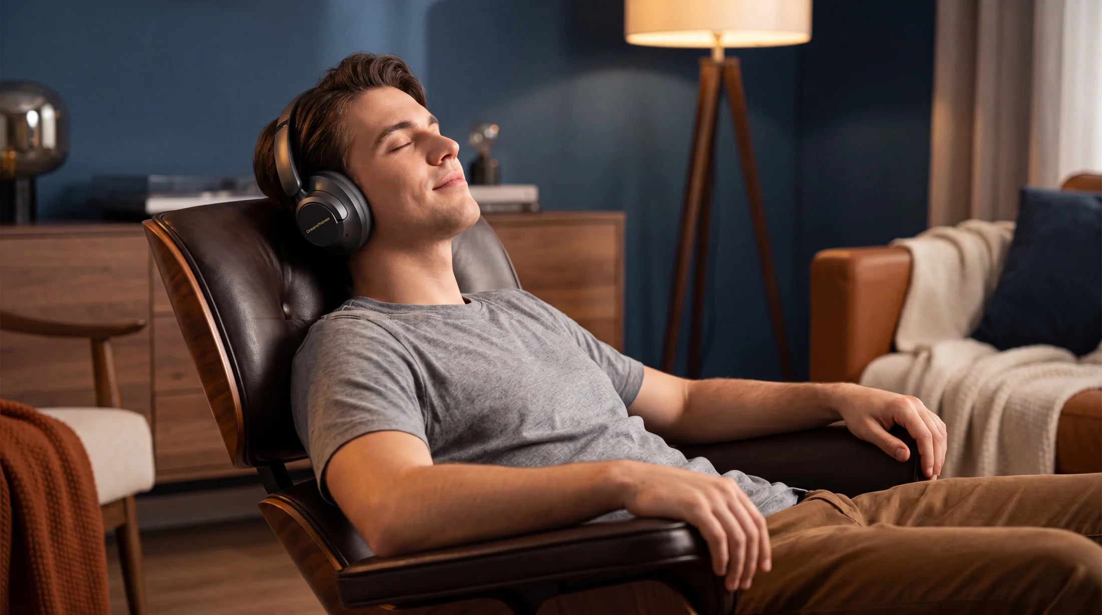 Person seated safely while wearing DreamPhones